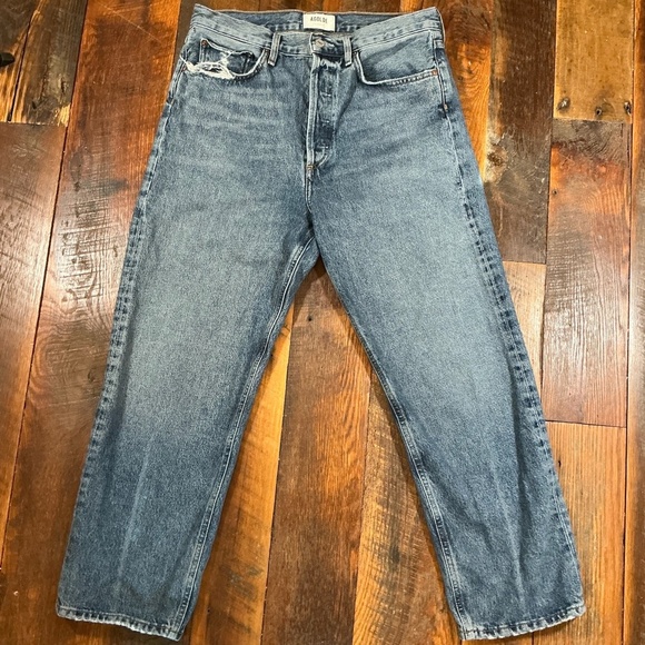 AGOLDE High Rise Straight Leg Jeans Medium Wash Distressed Women’s Size 28 - Picture 6 of 12